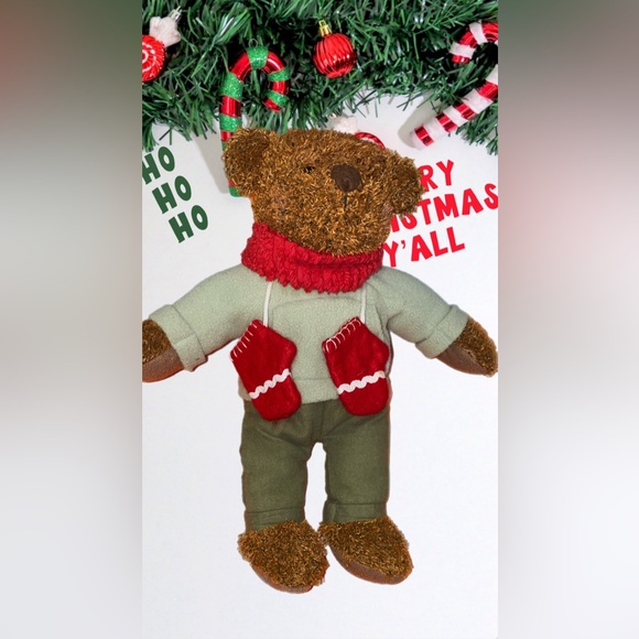 Hallmark teddy bear mittens blush bear 12’’ inch Christmas holiday .pre owned - Picture 5 of 16
